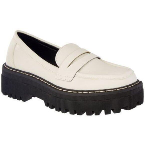 Steve Madden Shoes - Cool Planet by Steve Madden Ivory Vegan Slip-On Platform Loafers Size 6.5
